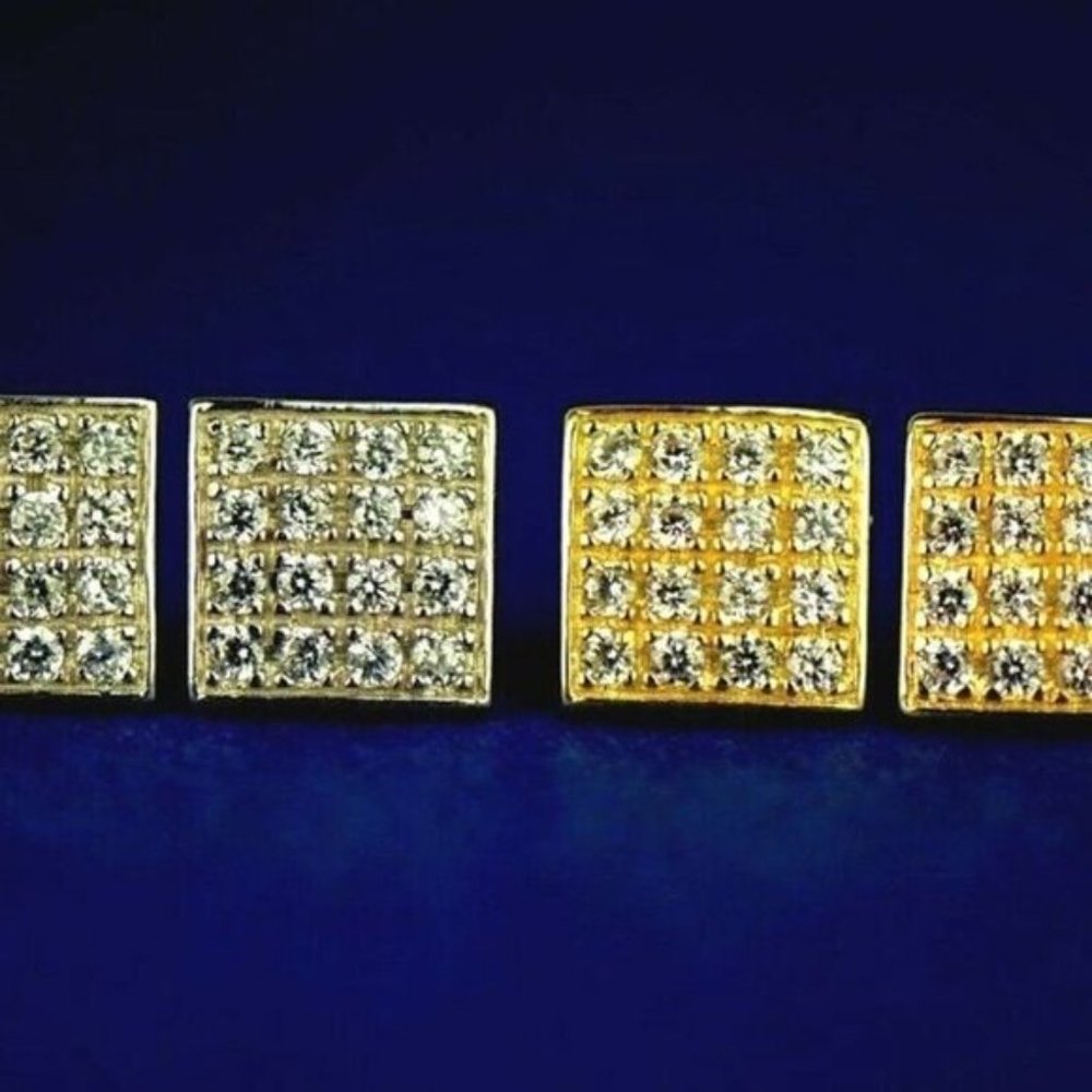 Solid 14k Gold Fancy Post Square Stud Push Back E… - image 8